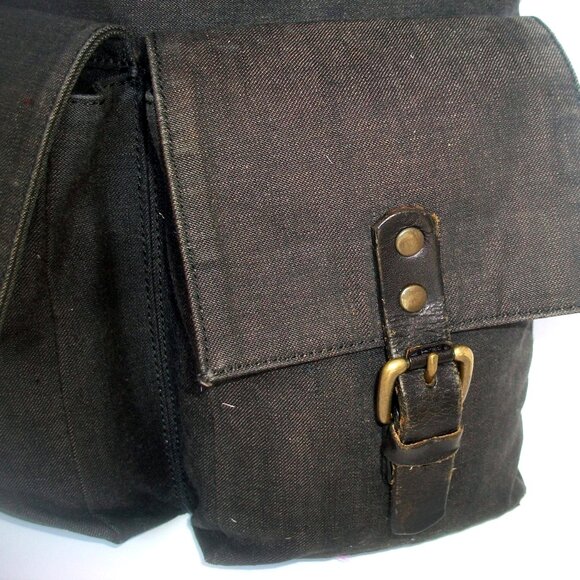 DRIES VAN NOTEN Large Oiled-Cotton & Leather Crossbody Luxury Rustic Rucksack - Picture 3 of 12